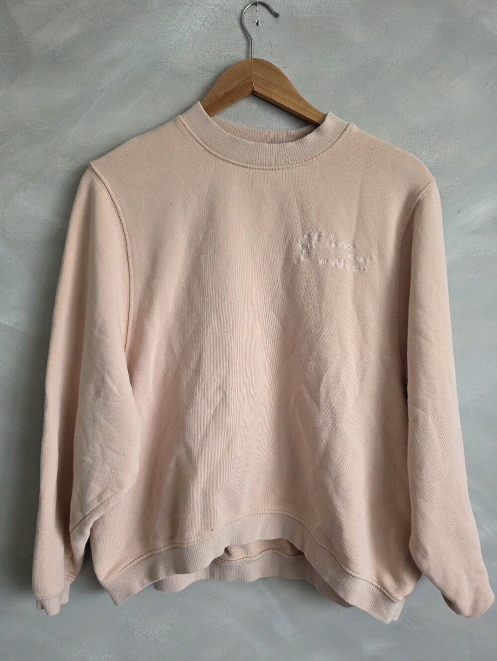 Kristin Made "Love One Another" Mockneck Sweatshirt Soft Blush Peach S/M